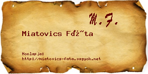 Miatovics Fáta névjegykártya